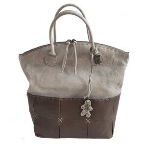 HENRY BEGUELIN BEIGE/BROWN BICOLOR NEW VIRGINIA BAG